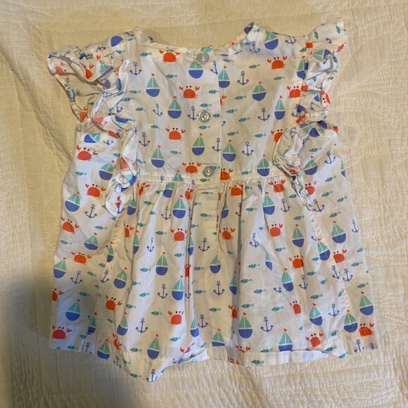 Stitchy Fish Nautical White/Red/Blue Dress with "EAM" Embroidery Size: 12M - Picture 4 of 4